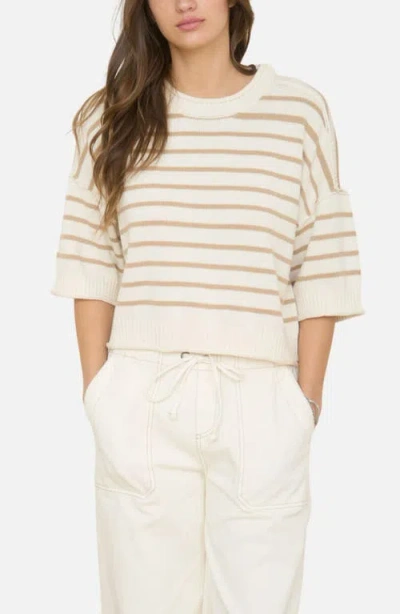 Joa J.o.a. Stripe Cotton Blend Sweater In White
