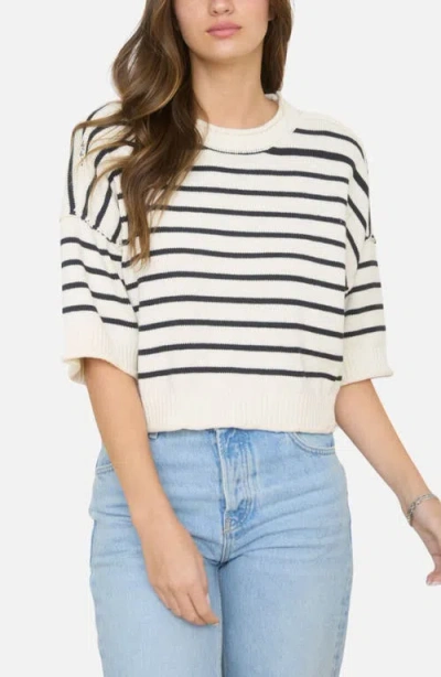 Joa J.o.a. Stripe Cotton Blend Sweater In White