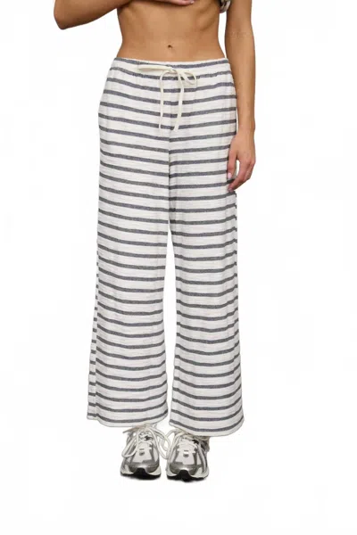Joa Stripe Drawstring Wide Leg Knit Lounge Pants In Navy In Multi