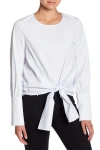Joa J.o.a. Stripe Tie Front Top In White