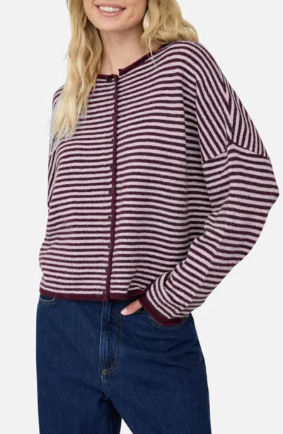 Joa J.o.a. Striped Cardigan In Burgundy