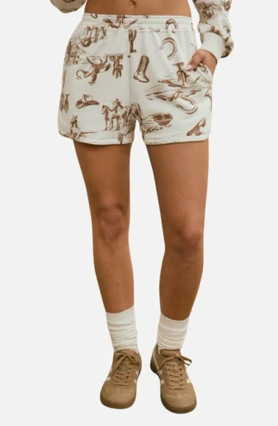Joa J.o.a. Western Graphic Cotton Blend Shorts In Multi
