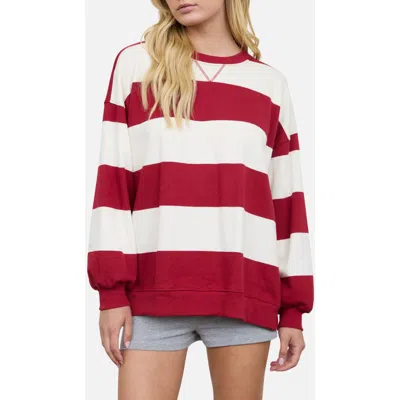 Joa J.o.a. Wide Stripe Crewneck Sweater In Red