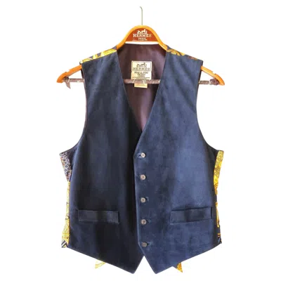 Pre-owned Joachim Metz Hermès 1997 Vintage Silk Vest Featuring The "l'or De Chefs" Carré Design In Black