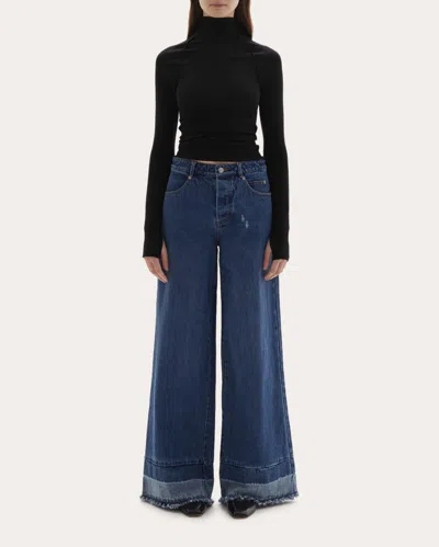 JOAEN WOMEN'S ADRIANNE WASHED RAW-HEM WIDE-LEG JEANS