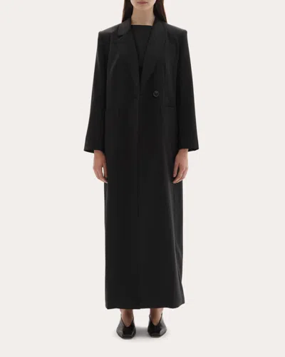 Joaen Women's Allora Wool Asymmetric Lapel Coat In Black
