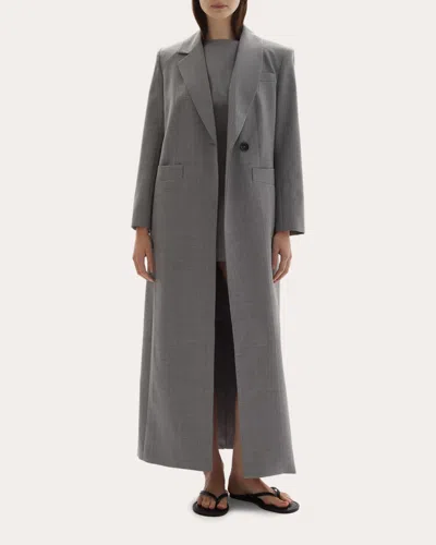 Joaen Women's Allora Wool Asymmetric Lapel Coat In Gray