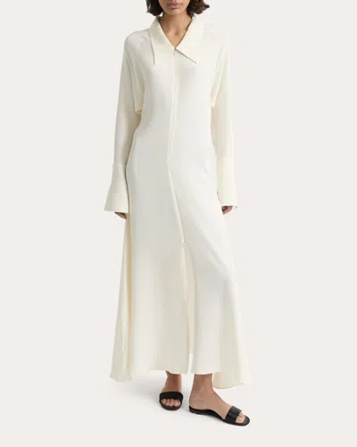 Joaen Women's Lea Silk Crepe Collared A-line Dress In White