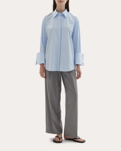 Joaen Women's Lowell Italian Cotton Button-up Top In Blue