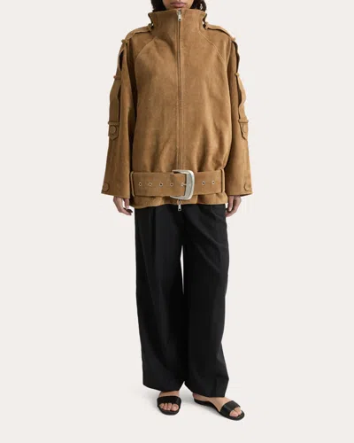 Joaen Women's Sara Oversized Suede Jacket In Brown
