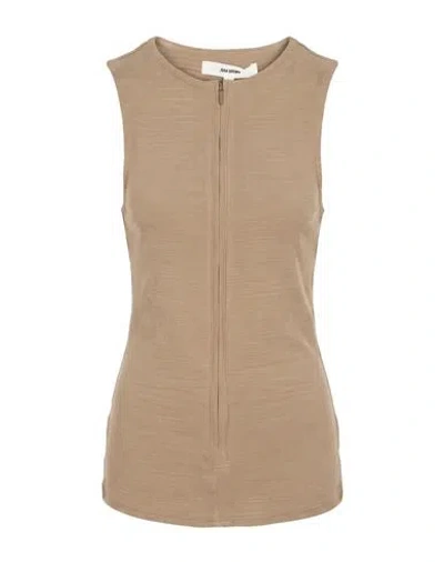 Joah Brown Woman Top Khaki Size Xs/s Rayon, Elastane