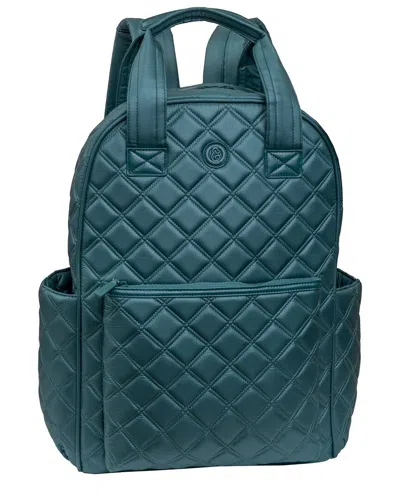 Joan & David Diamond Quilted Puffer Nylon Workbook Backpack In Blue