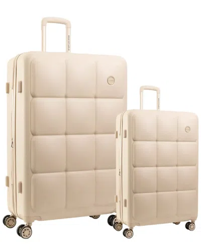 Joan & David Max Studio The Square Embossed Abs 2pc Hard-sided Luggage Set In Neutral