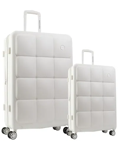 Joan & David Max Studio The Square Embossed Abs 2pc Hard-sided Luggage Set In White