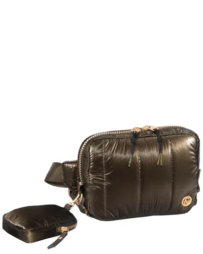 Joan & David Metallic Tubular Quilted Nylon Passport Sling Bag