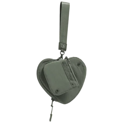 Joan & David The Hold-all Sport Nylon 3 Piece Set Heart Zip Pouch, Card Case & Lanyard Key Chain - Sage In Green