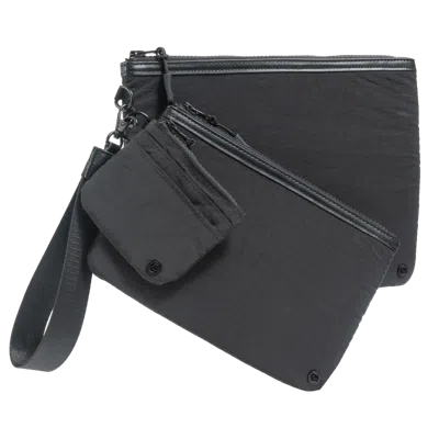 Joan & David The Hold-all Sport Nylon 4 Piece Set Wristlet Pouches, Card Case, Keychain Lanyard - Black