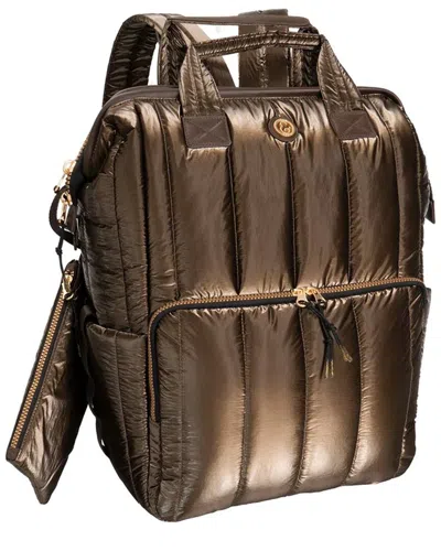 Joan & David Tubular Quilted Metallic Puffer Nylon 18in Workbook Backpack