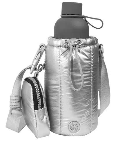 Joan & David Tubular Quilted Metallic Water Bottle Holder Sling Bag