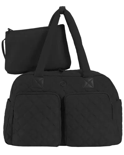 Joan & David Two Pocket Diamond Quilted 22in Duffel Bag In Black