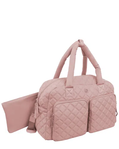 Joan & David Two Pocket Diamond Quilted 22in Duffel Bag In Pink