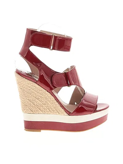 Pre-owned Joan & David Wedges In Burgundy