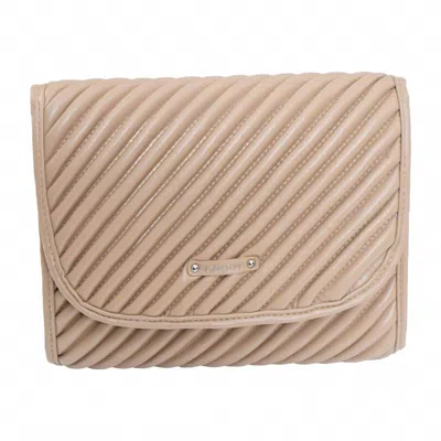 Joan & David Women's Diagonal Quilted Hanging Toiletry Case In Tan In Brown