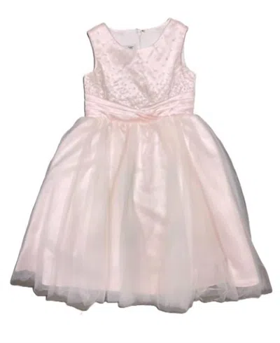 Joan Calabrese Kids' Girls Beaded Crisscross Waistband Fancy Dress In Pink