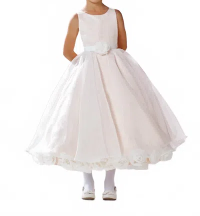 Joan Calabrese Kids' Toddler 3d Flower Hemline Fancy Dress In Ivory In White