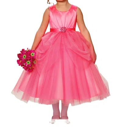 Joan Calabrese Kids' Toddler Jewel Center Formal Tulle Dress In Hot Pink In Red