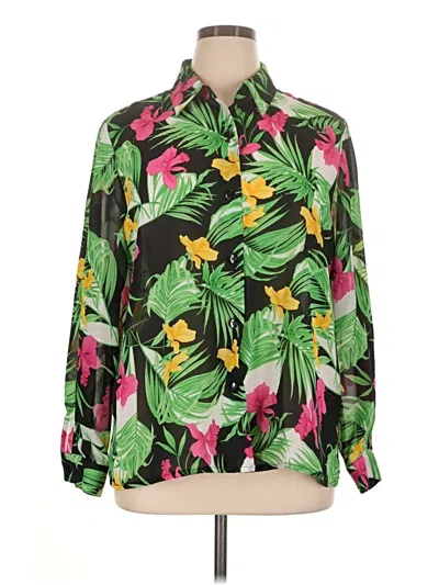 Pre-owned Joan Leslie Long Sleeve Blouse In Green