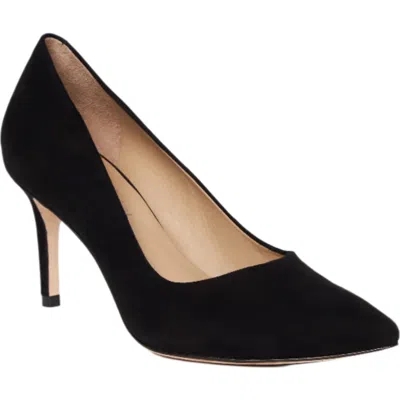 Joan Oloff Deborah Pointed Toe Pump In Black Suede