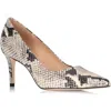 Joan Oloff Deborah Pointed Toe Pump In Natural Printed Snake