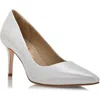 Joan Oloff Deborah Pointed Toe Pump In Silver Mesh