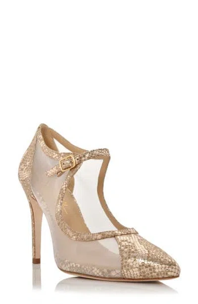 Joan Oloff Rebecca Mesh Pump In Champagne Metallic/mesh