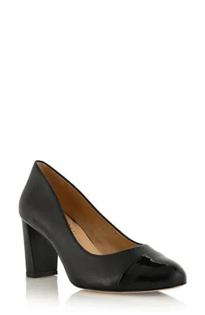 Joan Oloff Sandra Cap Toe Leather Pump In Black Soft Lux