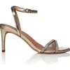 Joan Oloff Shoes Fame Ankle Strap Sandal Heel In Gold