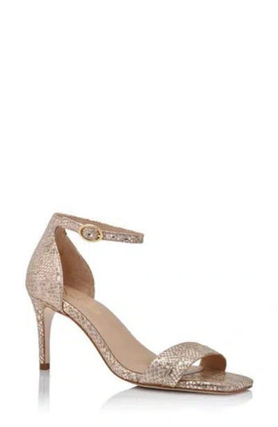 Joan Oloff Simone Sandal In Champagne Metallic Snake