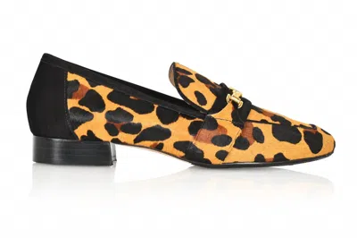 Joan Oloff Women's Adonis Loafer In Leopard Hair Calf/black Suede In Multi