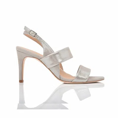 Joan Oloff Women's Fortune Slingback Sandal In Grey Shimmer Suede In Silver