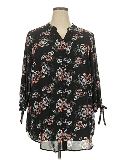 Pre-owned Joan Rivers 3/4 Sleeve Blouse In Black
