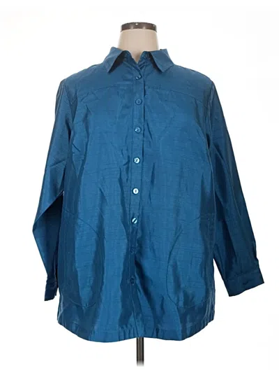 Pre-owned Joan Rivers 3/4 Sleeve Blouse In Blue