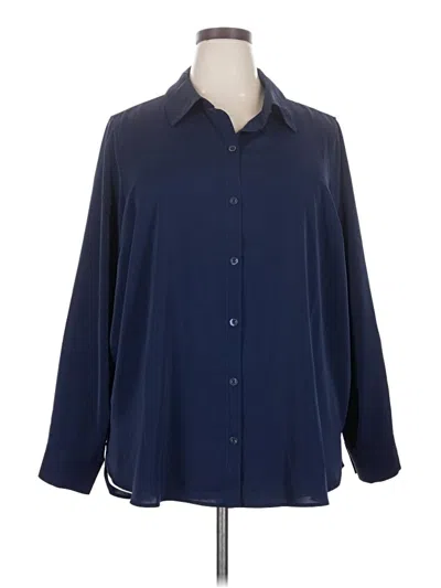 Pre-owned Joan Rivers 3/4 Sleeve Blouse In Blue