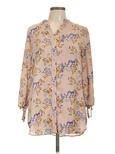 Pre-owned Joan Rivers 3/4 Sleeve Blouse In Brown