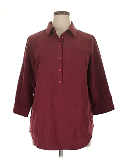 Pre-owned Joan Rivers 3/4 Sleeve Blouse In Burgundy