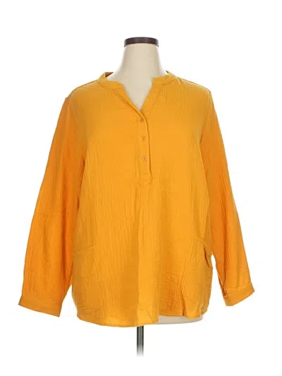Pre-owned Joan Rivers 3/4 Sleeve Blouse In Yellow