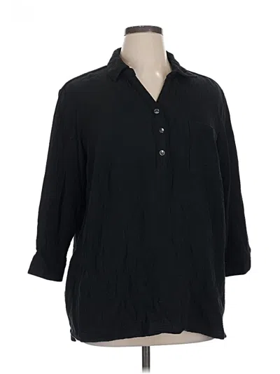 Pre-owned Joan Rivers 3/4 Sleeve Button Down Shirt In Black