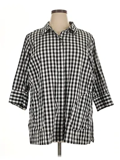 Pre-owned Joan Rivers 3/4 Sleeve Button Down Shirt In Black