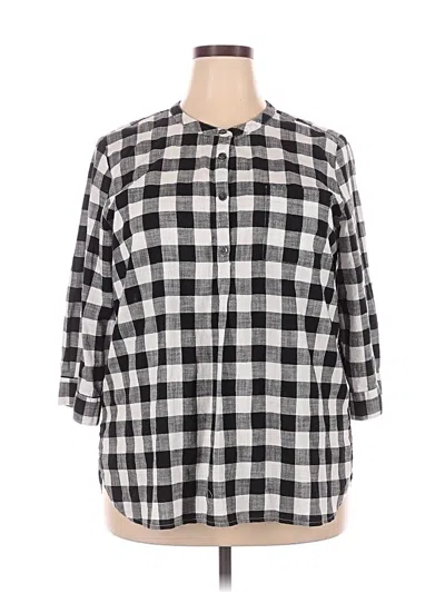 Pre-owned Joan Rivers 3/4 Sleeve Button Down Shirt In Black