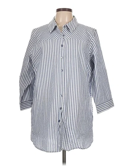 Pre-owned Joan Rivers 3/4 Sleeve Button Down Shirt In Blue